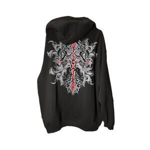 Beyond The Limit Men’s Black Hoodie Graphic Skull Design SZ 3XL Flaw Broken Zip